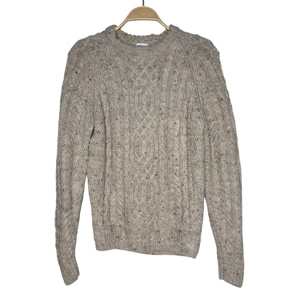 Artisan Knitwear Cable Knit Wool Sweater XS Speckled Tan Crew Neck